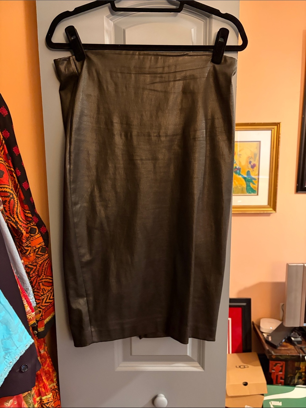 Robert Rodriguez Black Leather Pencil Skirt